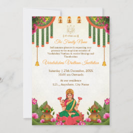 Cartão de Convite Elegante Varalakshmi Vratham