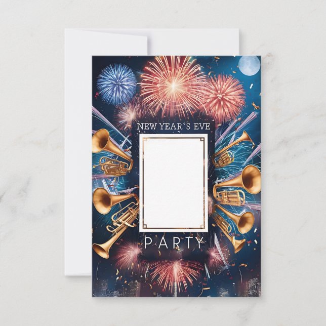 Cartão de Convite em Branco para Festa de Ano Novo (Frente)