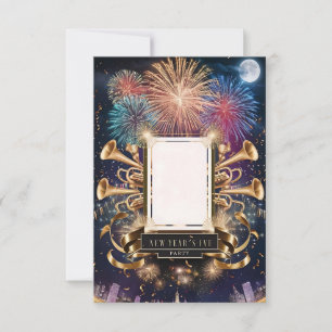 Cartão de Convite em Branco para Festa de Ano Novo