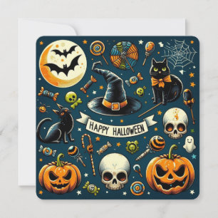 Cartão de Convite Feliz para Halloween Divertido e