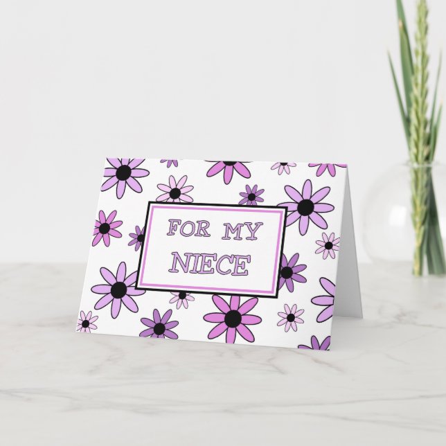 Cartão de Convite Flor Menina Sobrinha Flores Roxa (Frente)