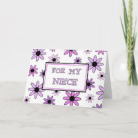 Cartão de Convite Flor Menina Sobrinha Flores Roxa