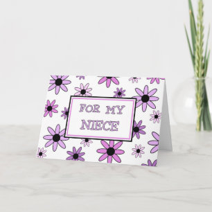 Cartão de Convite Flor Menina Sobrinha Flores Roxa