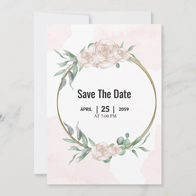 Cartão de convite floral de casamento salvar a dat (Verso)