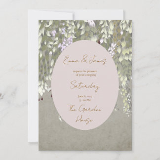 Cartão de Convite Floral Pintado Elegante Wisteria