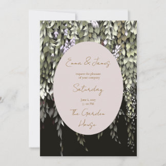 Cartão de Convite Floral Pintado Elegante Wisteria