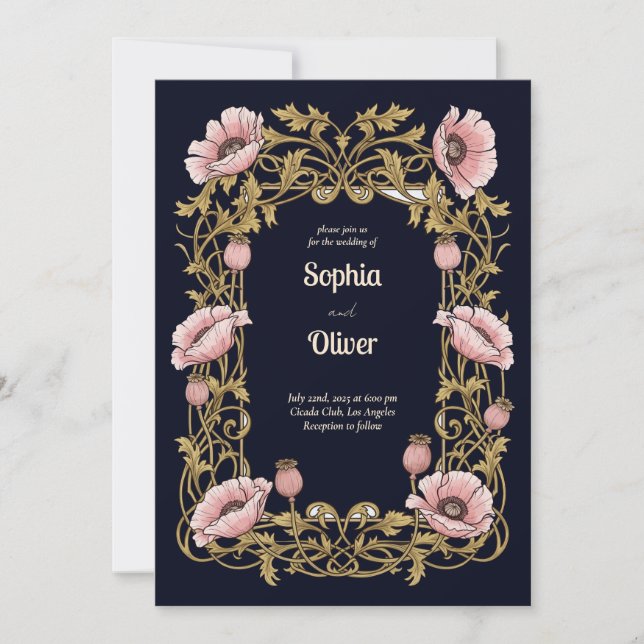 Cartão de Convite Floral Vintage (Frente)