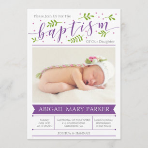 Cartão de Convite Fotográfico Baptism para Caligra