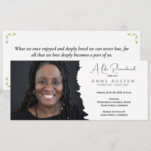 Cartão de Convite Funeral Personalizado - Placa Pl (Frente/Verso)