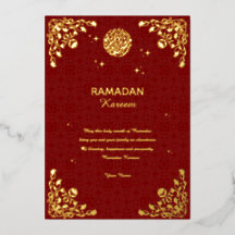 Cartão de Convite Islâmico Folha Dourada Ramadan K