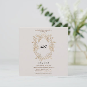 CARTÃO DE CONVITE MÍNIMO DE CASAMENTO Beige