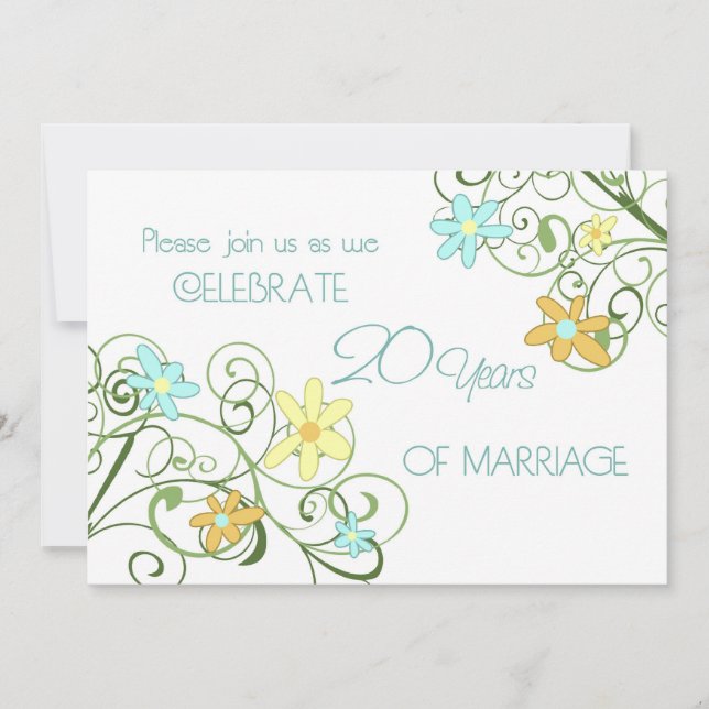 Cartão de Convite para 20 de Aniversário das Flore (Frente)