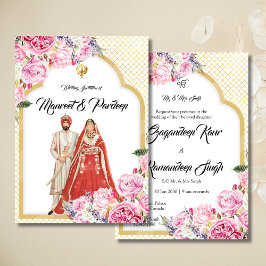 Cartão de convite para Anand Karaj, branco elegant
