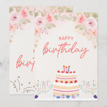Cartão de Convite para Aniversário de Cor Floral R