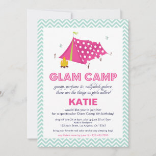 Cartão de Convite para Aniversário do Glam Camp 