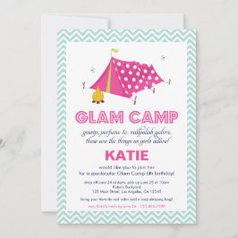Cartão de Convite para Aniversário do Glam Camp Ma
