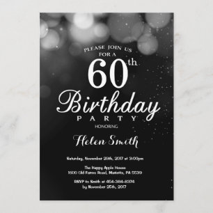 Cartão de Convite para Aniversário do Silver Glitt