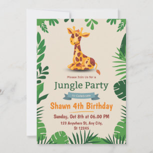 Cartão de Convite para Aniversário Verde Simples