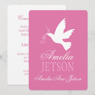 Cartão de convite para anúncio de pomba cor-de-r