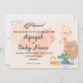 Cartão de Convite para Aqiqah Muçulmano Neutro Mod
