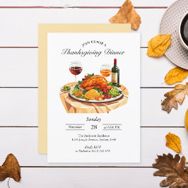 Cartão de Convite para Banquete de Ação de Graças 