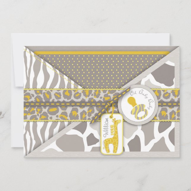 Cartão de Convite para Bebês Safari (Frente)