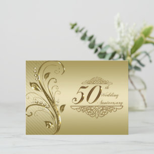 Cartão de Convite para Bodas de Ouro de 50 Anos