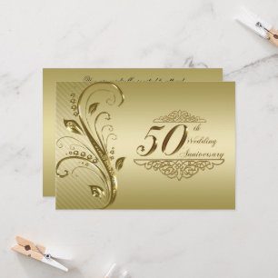 Cartão de Convite para Bodas de Ouro de 50 Anos