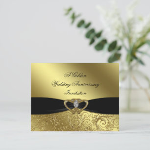 Cartão de Convite para Bodas de Ouro de 50 Anos de