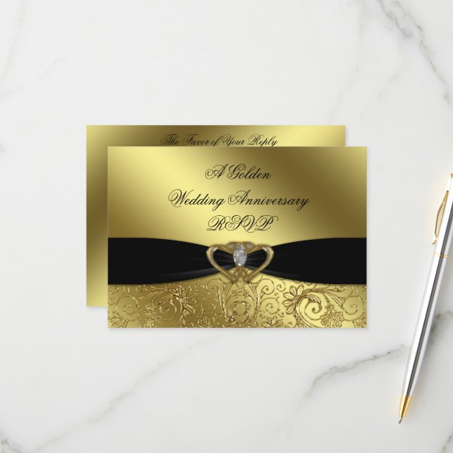 Cartão de Convite para Bodas de Ouro de 50 Anos de (Frente/Verso In Situ)