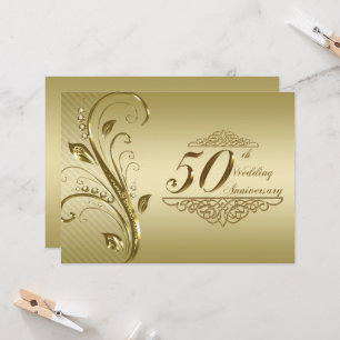 Cartão de Convite para Bodas de Ouro de 50 Anos de