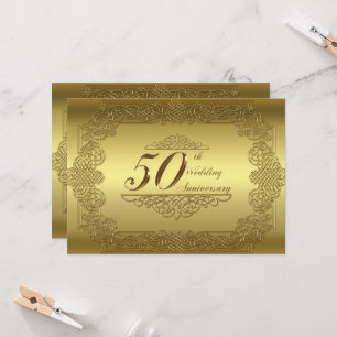 Cartão de Convite para Bodas de Ouro de Aniversári