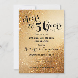 Cartão de Convite para Bodas de Ouro de Casamento
