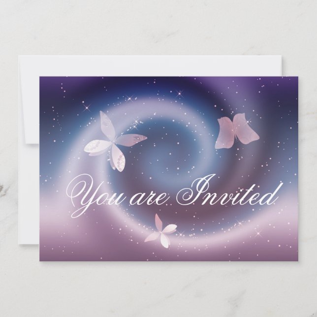 Cartão de Convite para Borboletas de Prata (Frente)