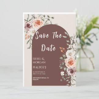 Cartão de Convite para Casamento Boho Floral Fête