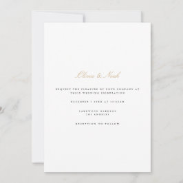 Cartão de Convite para Casamento Branco Dourado de