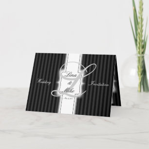 Cartão de convite para casamento clássico preto e 