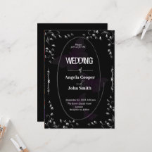 Cartão de convite para casamento clássico preto e 