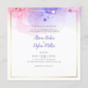 Cartão de Convite para Casamento Colorido de Core