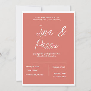 Cartão de Convite para Casamento Cor-de-Rosa Elega