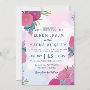 Cartão de convite para casamento de aquarela natur