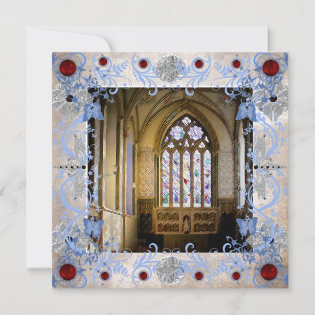 Cartão de Convite para Casamento de Arte de Rubis (Frente)