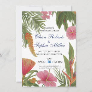 Cartão de Convite para Casamento de Blogues Tropic