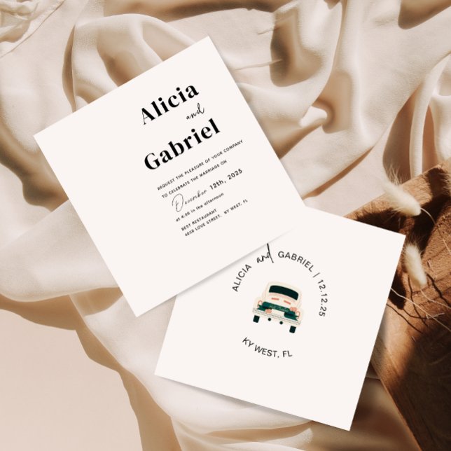 Cartão de Convite para Casamento de Carros de Arte (Criador carregado)