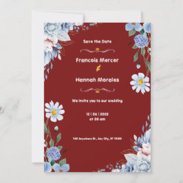 Cartão de Convite para Casamento de Cores d'Água V