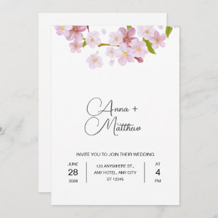 Cartão de Convite para Casamento de Flor de Primav