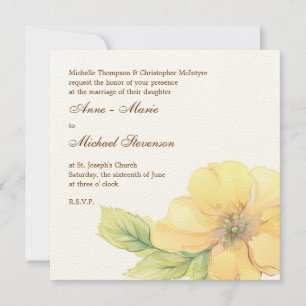 Cartão de Convite para Casamento de Florais de Wa