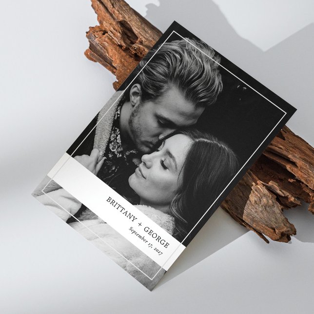 Cartão de Convite para Casamento de Foto Elegante (Personalized Elegant Photo Frame Wedding Invitation Card)