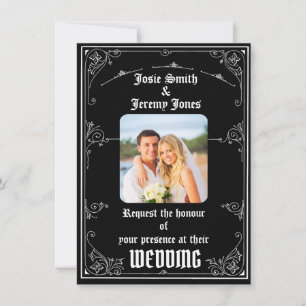 Cartão de Convite para Casamento de Foto Mínimo pa