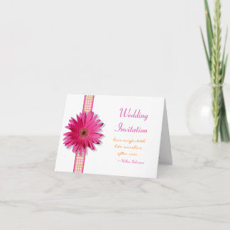 Cartão de Convite para Casamento de Gerbera Rosa D
